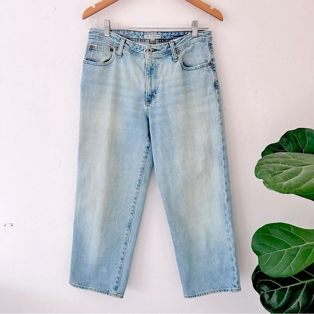 POLO RALPH LAUREN Vintage 90s/Y2K Straight Leg Mid-rise Light Wash Crop Jeans 10